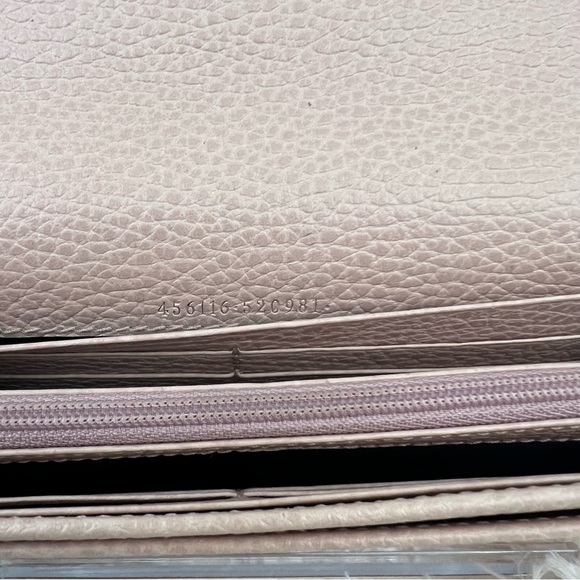 Gucci Pink Pebbled Leather Marmont Continental Flap Wallet with Chain - Picture 6 of 9